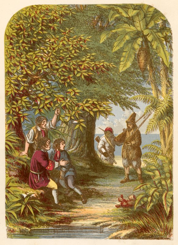 Robinson Crusoe überrascht die drei Engländer von Alexander Francis Lydon