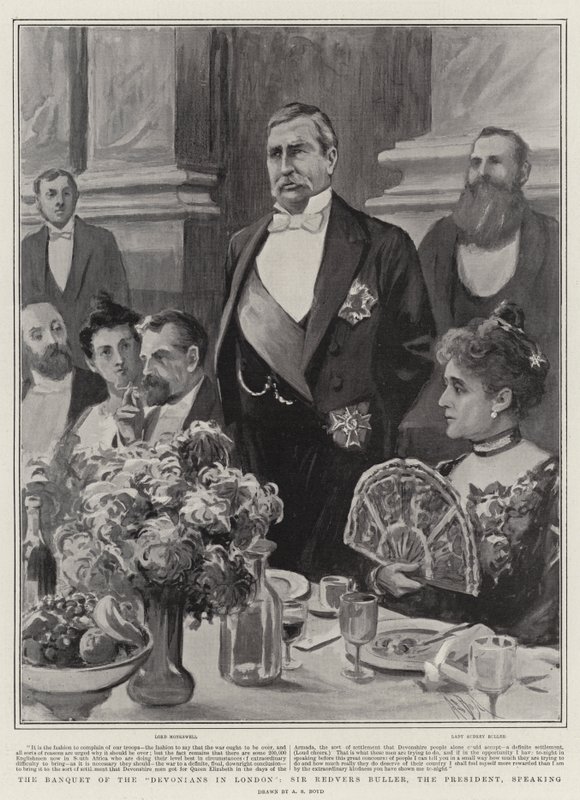 Das Bankett der Devonianer in London, Sir Redvers Buller, der Präsident, spricht von Alexander Stuart Boyd
