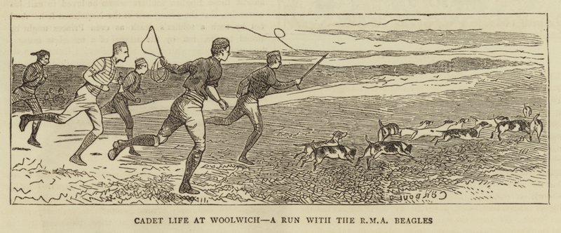Kadettenleben in Woolwich, ein Lauf mit den RMA Beagles von Alfred Chantrey Corbould