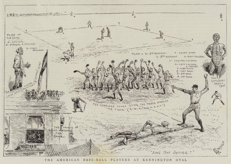 Die amerikanischen Baseballspieler im Kennington Oval von Alfred Chantrey Corbould