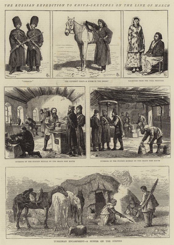 Die russische Expedition nach Chiwa, Skizzen auf der Marschlinie von Alfred Chantrey Corbould