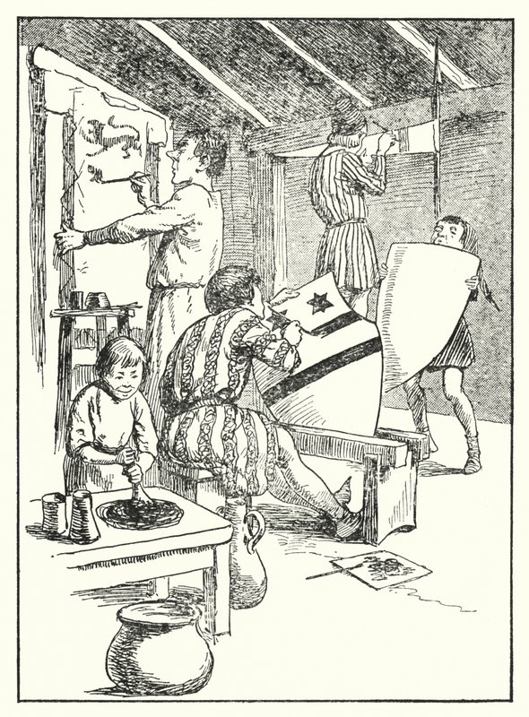 Fröhliches England: Schilde und Wappen bemalen von Alfred (after) Pearse