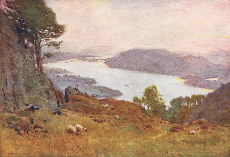 Lake District: Windermere von Wansfell, Sonnenuntergang von Alfred Heaton Cooper