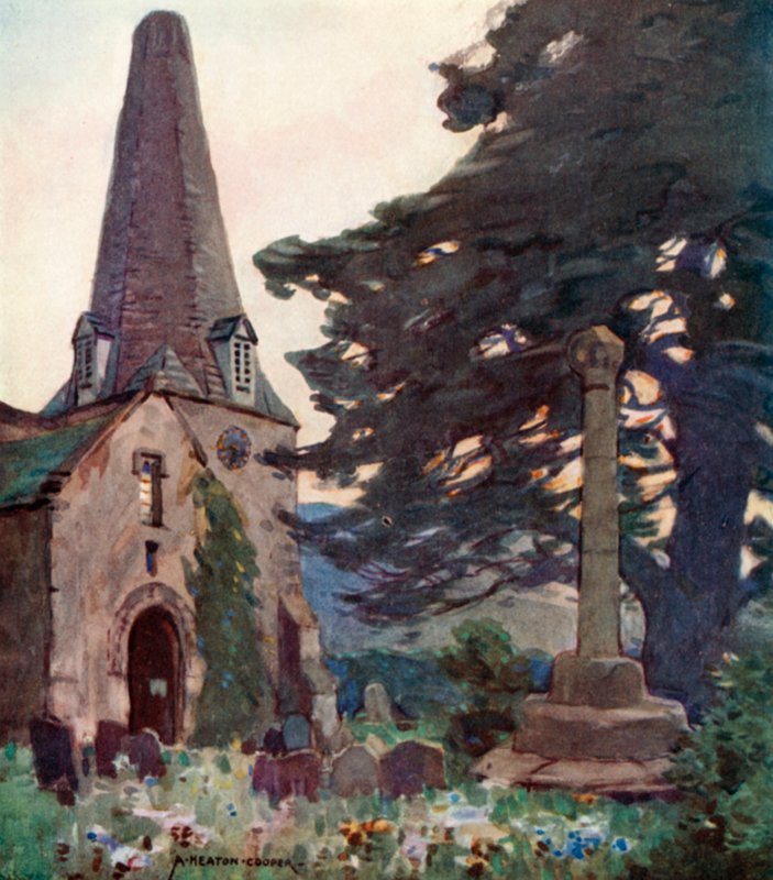 Porlock Kirche und Kreuz von Alfred Heaton Cooper