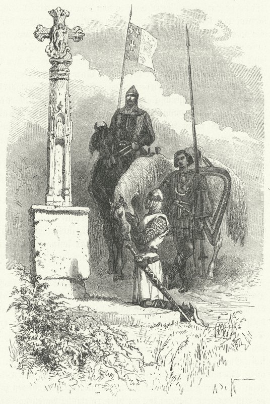 Ferdinand I. von León betet vor einem Kreuz von Alphonse Marie de (after) Neuville
