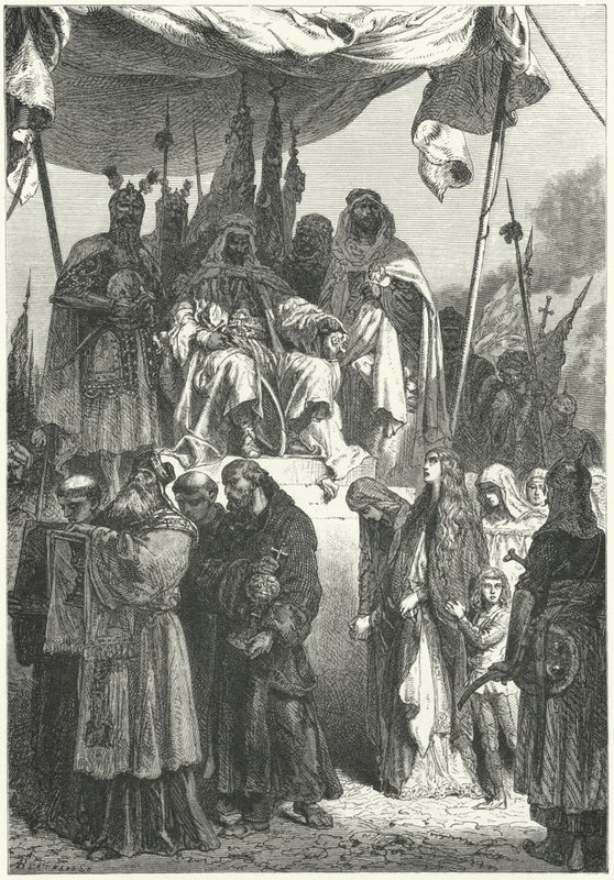 Saladin beobachtet gefangene Christen nach der Eroberung Jerusalems von Alphonse Marie de (after) Neuville