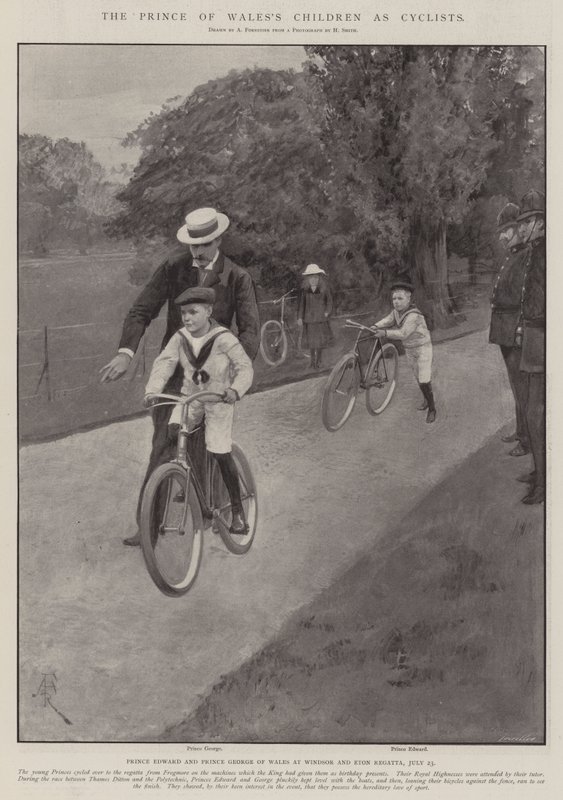 Die Kinder des Prinzen von Wales als Radfahrer von Amedee Forestier