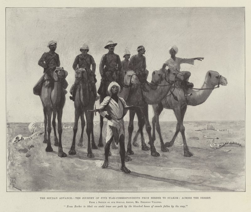 Der Vormarsch im Sudan, die Reise von fünf Kriegsberichterstattern von Berber nach Suakim durch die Wüste von Amedee Forestier