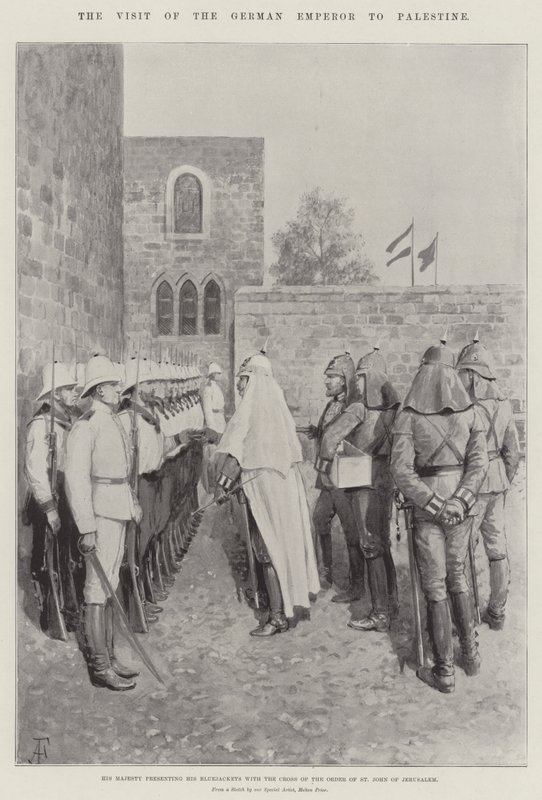 Der Besuch des deutschen Kaisers in Palästina, Seine Majestät verleiht seinen Matrosen das Kreuz des Ordens von St. Johannes von Jerusalem von Amedee Forestier