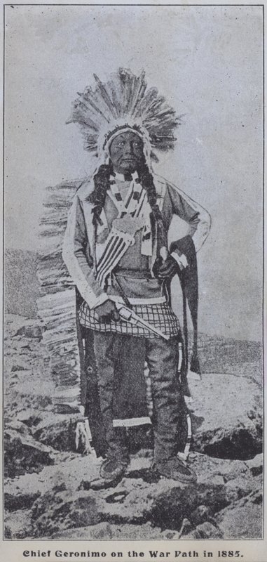 Der Apache-Häuptling Geronimo auf dem Kriegspfad im Jahr 1885 von American Photographer (after)
