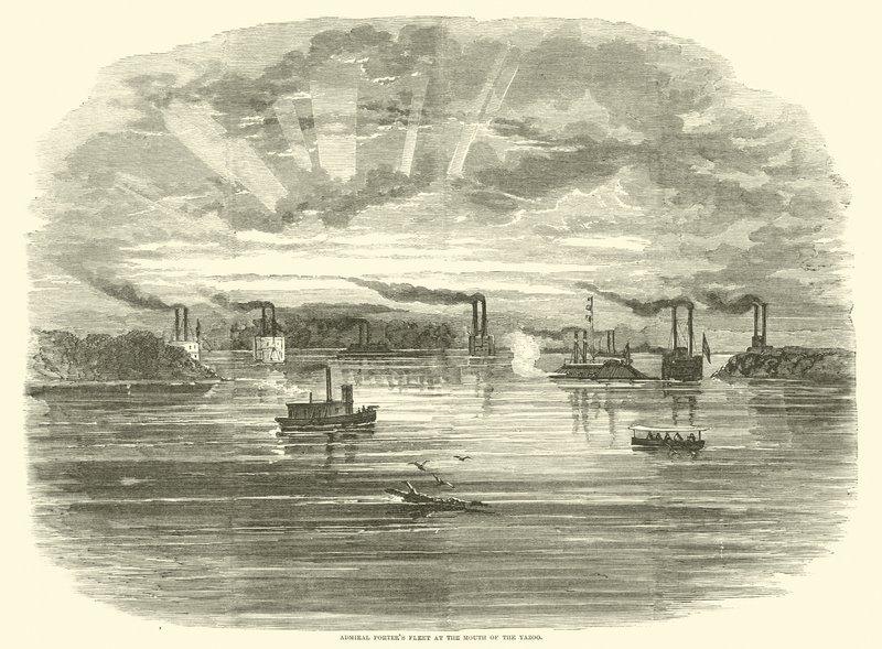 Admiral Porters Flotte an der Mündung des Yazoo, Dezember 1862 von American School