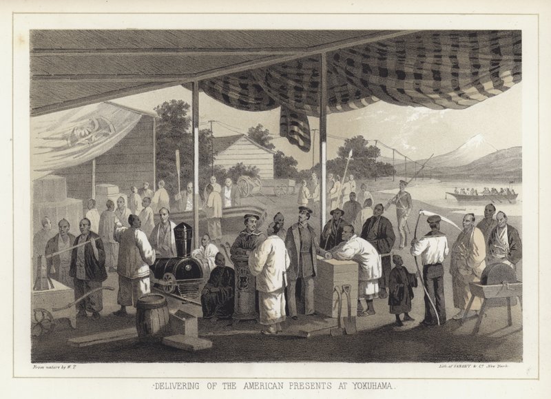 Überreichung der amerikanischen Geschenke in Yokohama, Japan von American School
