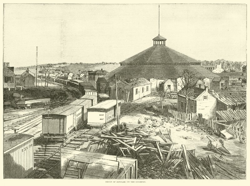 Versorgungsdepot an der Eisenbahn, Oktober 1863 von American School