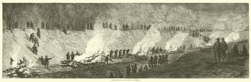 Zerstörung der Weldon Railroad, September 1864 von American School