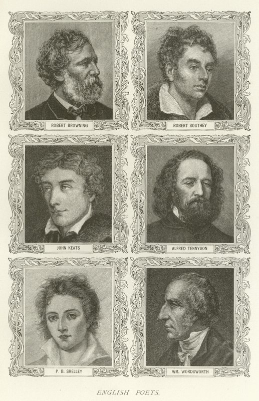 Englische Dichter, Robert Browning, Robert Southey, John Keats, Alfred Tennyson, P. B. Shelley, William Wordsworth von American School