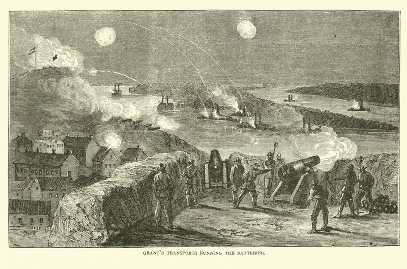 Grants Transporte durchqueren die Batterien, April 1863 von American School