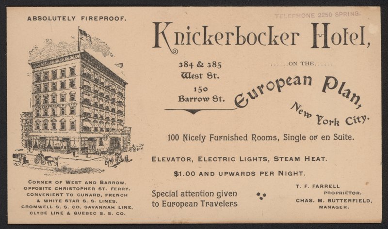 Hotel-Werbekarte von American School