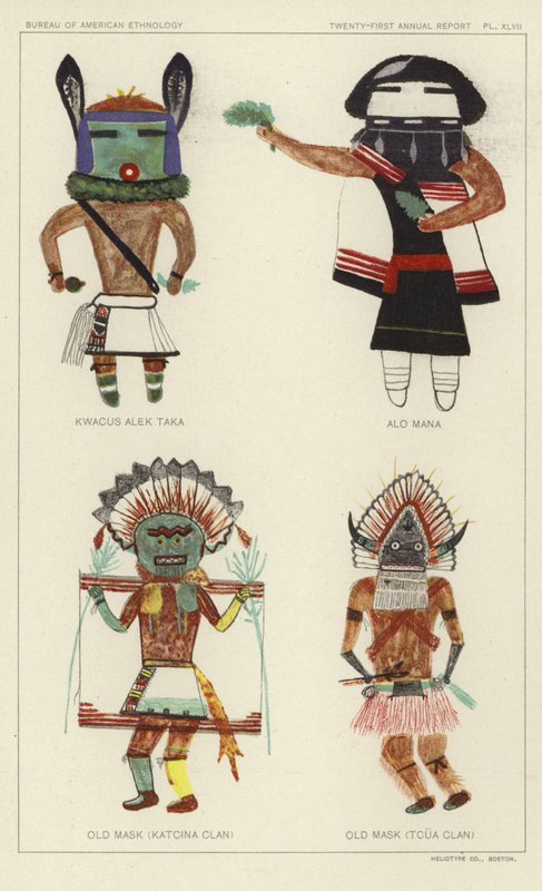 Kwacus Alek Taka, Alo Mana, Alte Maske (Katcina Clan), Alte Maske (Tcua Clan) von American School