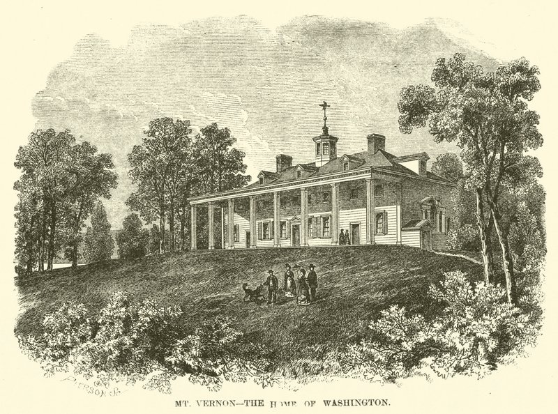 Mount Vernon, das Zuhause von Washington (Gravur) von American School