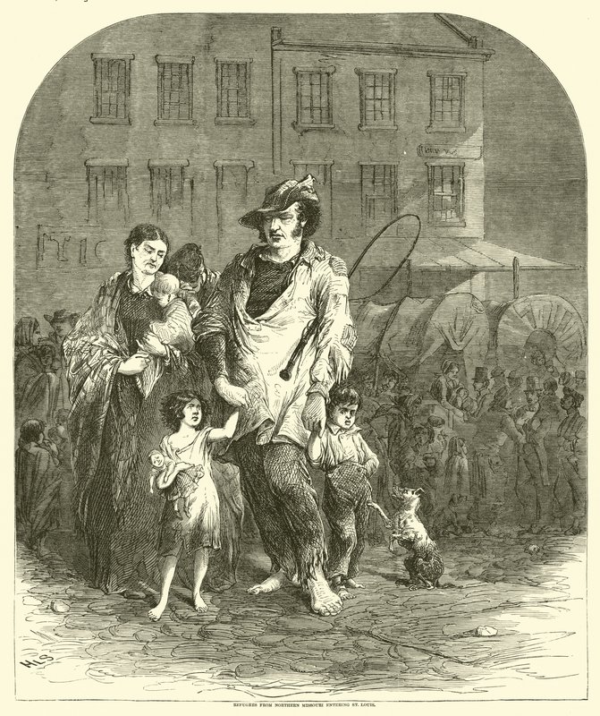Flüchtlinge aus Nord-Missouri betreten St. Louis, September 1864 von American School