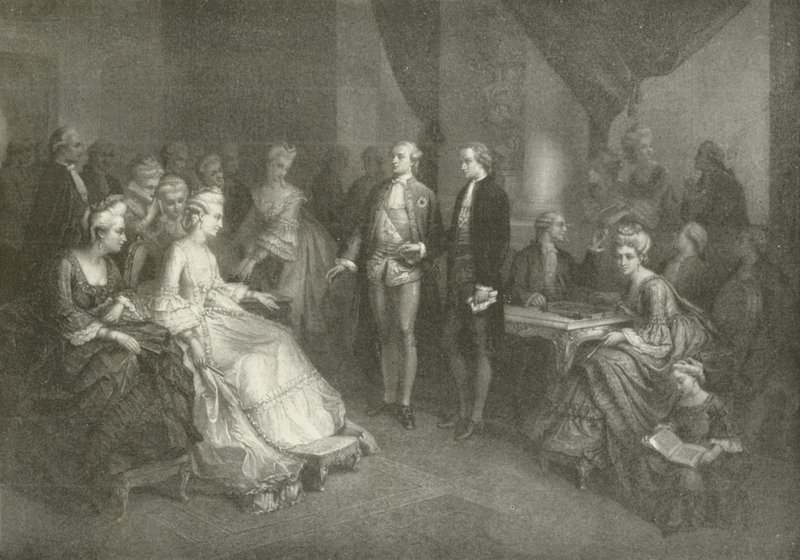 Schiller wird der Prinzessin von Sachsen-Weimar vorgestellt (Gravur) von American School