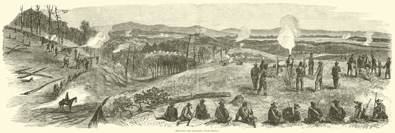 Beschuss der Eisenbahn bei Resaca, Mai 1864 von American School
