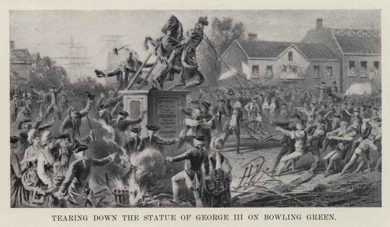 Abreißen der Statue von George III auf dem Bowling Green von American School
