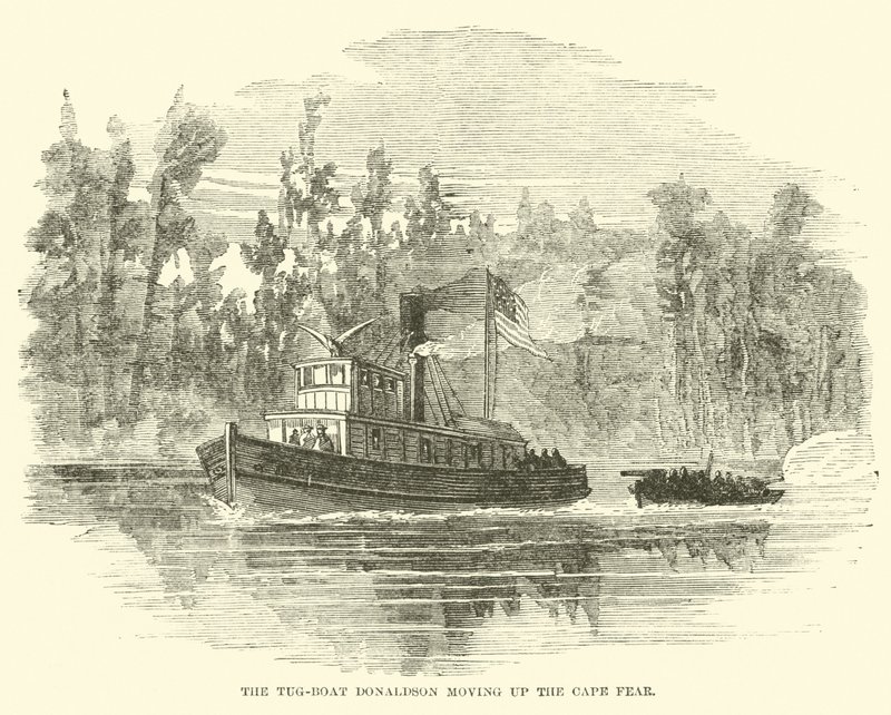 Der Schlepper Donaldson fährt den Cape Fear hinauf, März 1865 von American School