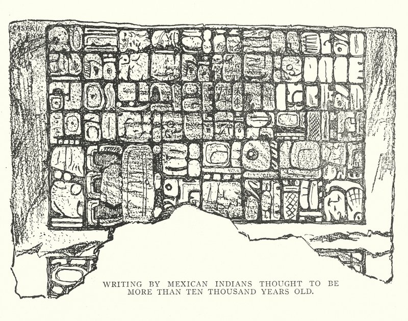 Schrift der mexikanischen Indianer, die mehr als 10.000 Jahre alt sein soll von American School