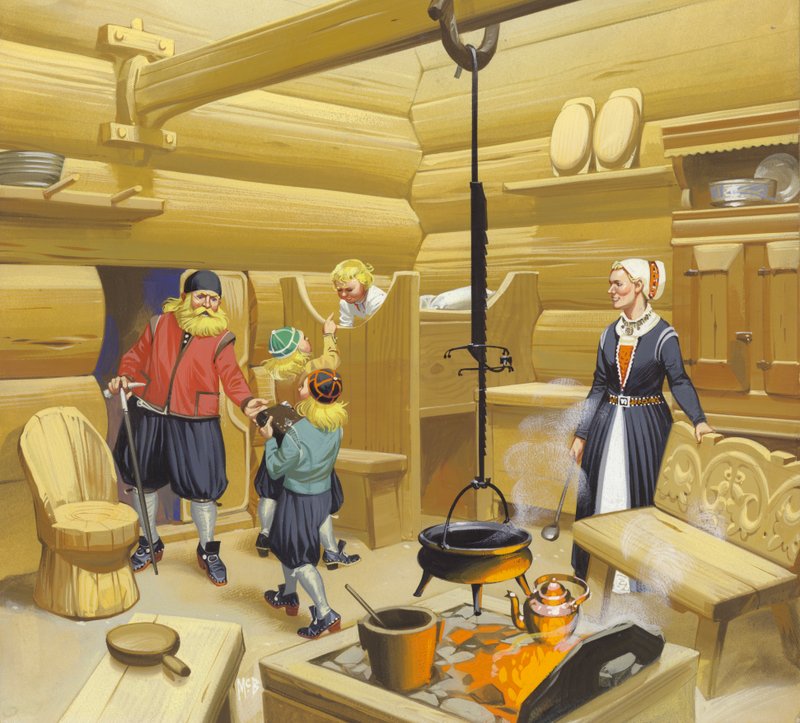 Norwegisches Haus aus dem 17. Jahrhundert von Angus McBride