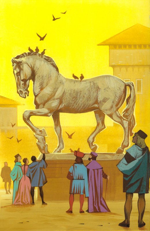 Tonstatue eines Pferdes von Leonardo Da Vinci von Angus McBride