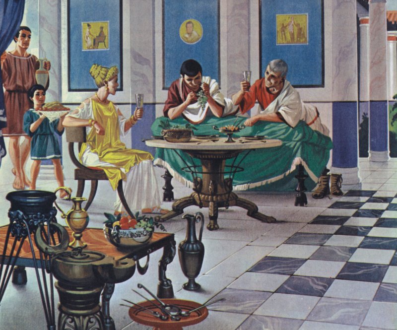 Reiche römische Familie beim Essen von Angus McBride