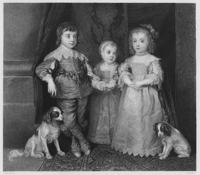 Die drei Kinder von Karl I., nach dem Bild in der Königlichen Sammlung (Gravur) von Anthony van (after) Dyck