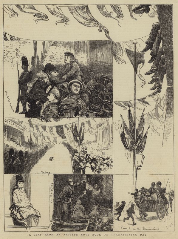 Ein Blatt aus dem Notizbuch eines Künstlers am Erntedankfest von Arthur Boyd Houghton