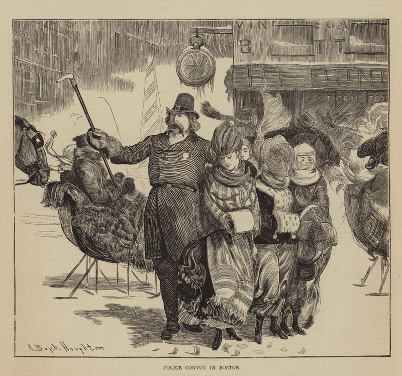 Grafisches Amerika, die Shaker, Polizeikonvoi in Boston von Arthur Boyd Houghton