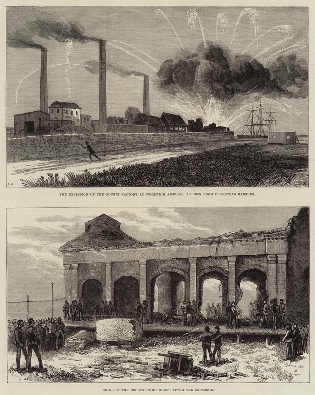 Die Explosion der Raketenfabrik im Woolwich Arsenal von Arthur Hopkins