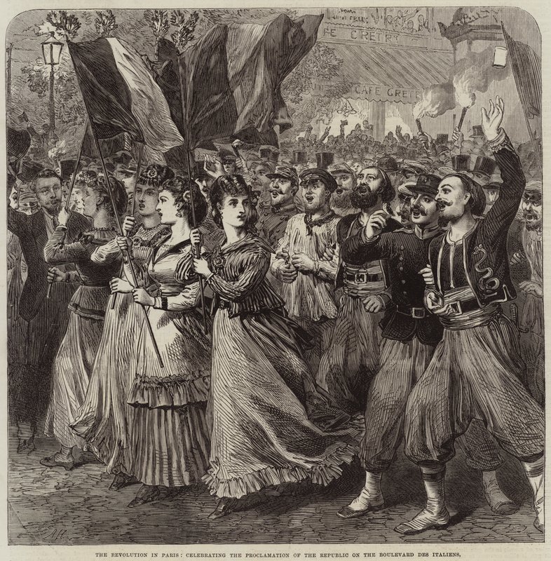 Die Revolution in Paris, Feier der Proklamation der Republik auf dem Boulevard des Italiens von Arthur Hopkins