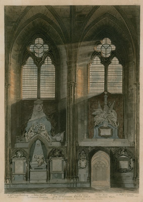 Viertes und fünftes Fenster, Südschiff, Westminster Abbey, London von Augustus Charles Pugin