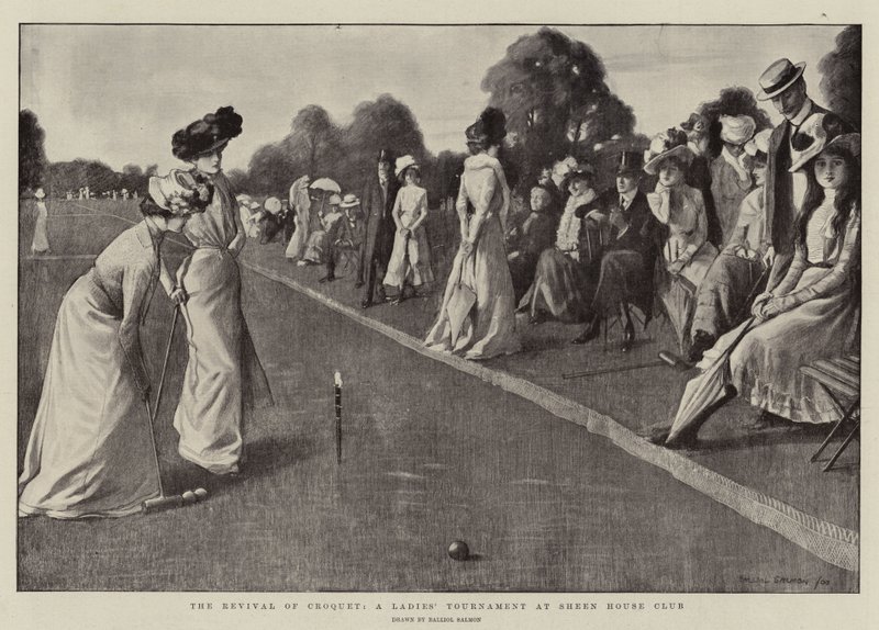 Die Wiederbelebung des Croquet, ein Damenturnier im Sheen House Club von Balliol (after) Salmon
