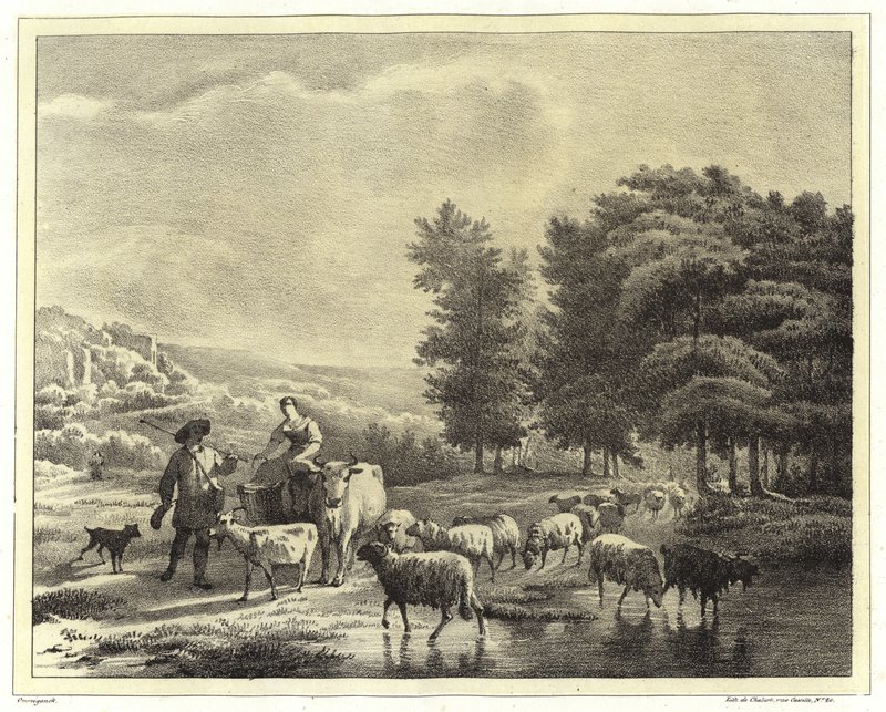 Landschaft mit Hirten und Tieren von Balthasar Paul Ommeganck