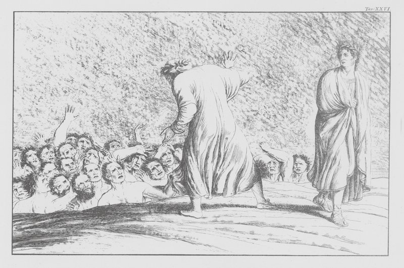 Dantes Göttliche Komödie, Inferno (Hölle), Platte XXVI (Lithografie) von Bernhard Schuler