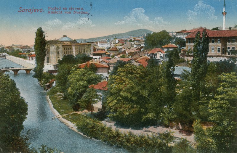 Sarajevo - Blick nach Norden der Stadt. Postkarte gesendet 1913. von Bosnian Photographer
