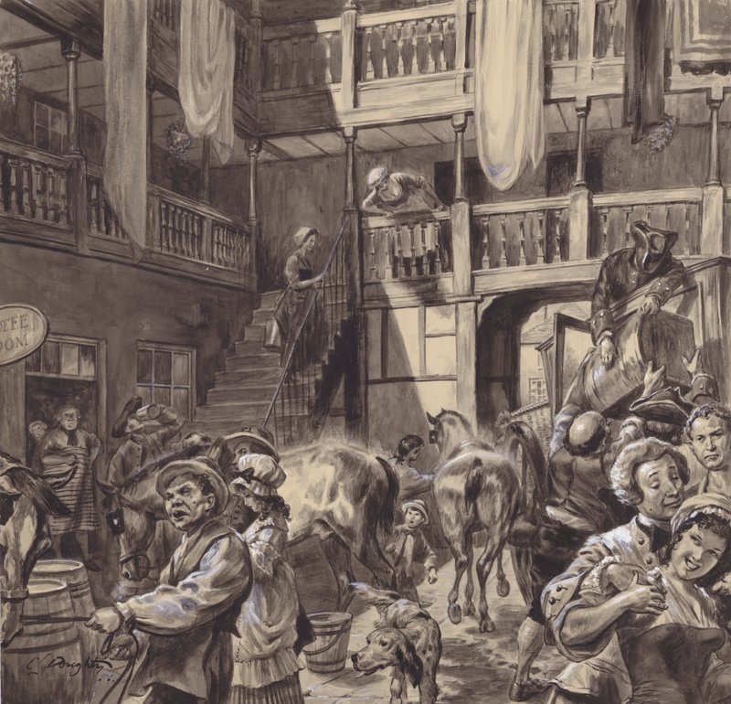Hof eines Gasthauses, spätes 18. Jahrhundert von C.L. Doughty