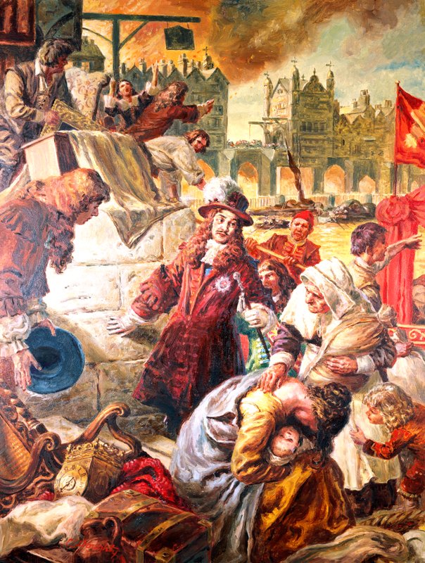 König Karl II. (1630-1685) der Große Brand von London von C.L. Doughty