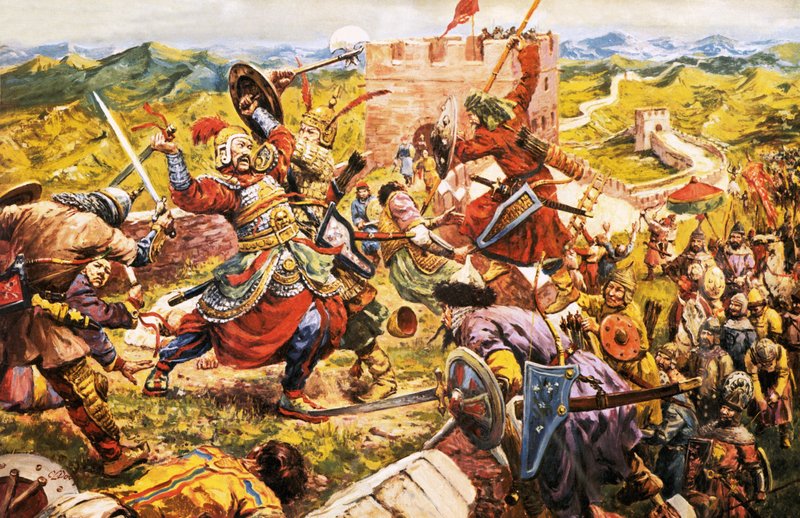 Mongolische Soldaten durchbrechen die Chinesische Mauer von C.L. Doughty