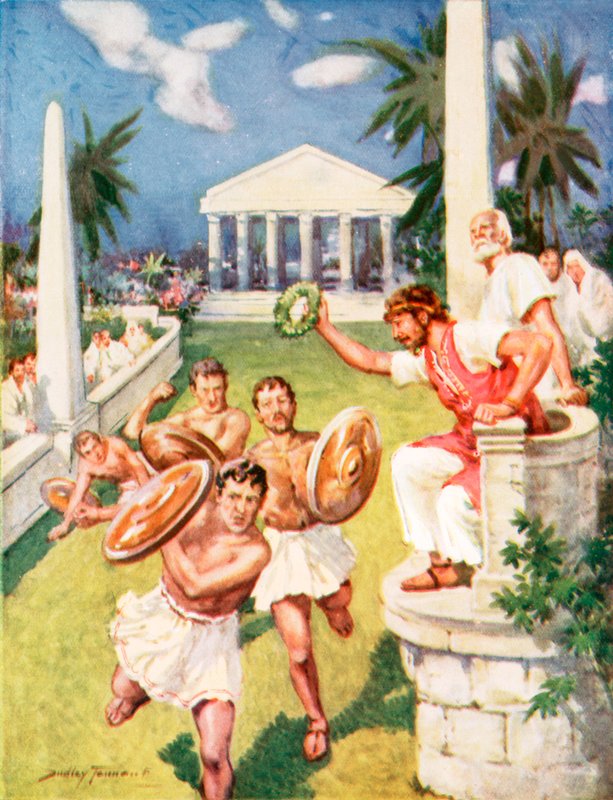 Rennen zur Erinnerung an einen großen griechischen Sieg (Farblithografie) von C. Dudley Tennant
