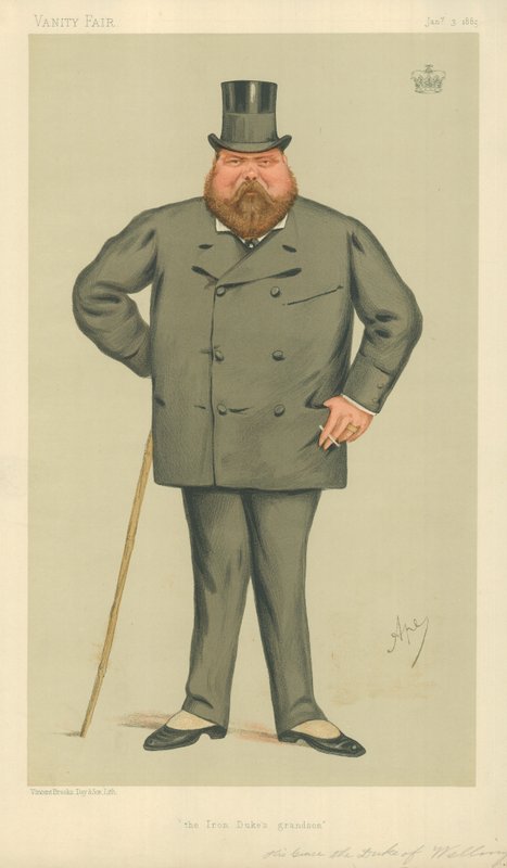 Seine Gnaden der Herzog von Wellington, Der Eiserne Herzog Enkel, 3. Januar 1885, Vanity Fair Karikatur von Carlo Pellegrini
