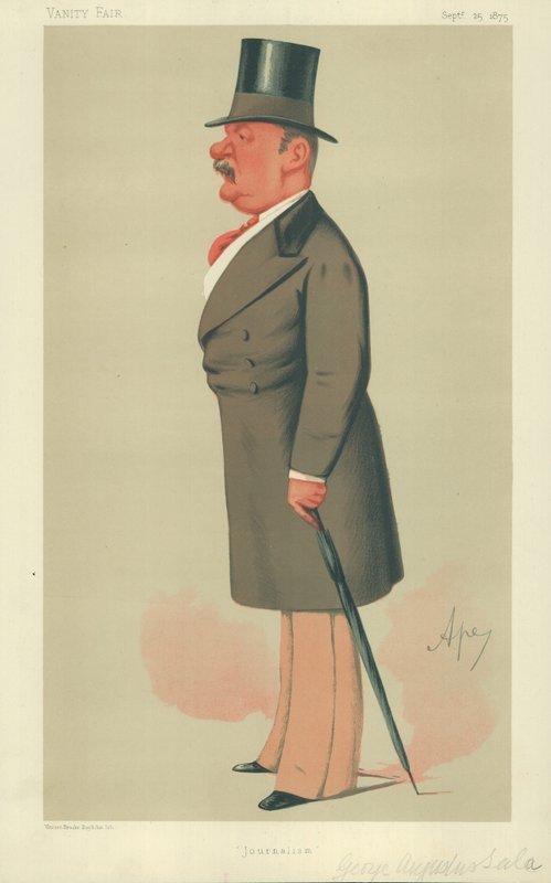 Mr. George Augustus Sala, Journalismus, 25. September 1875, Vanity Fair Karikatur von Carlo Pellegrini