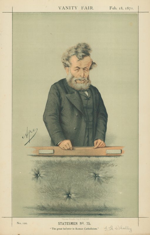 Mr. George Hammond Whalley, der große Gläubige des Katholizismus, 18. Februar 1871, Vanity Fair Karikatur von Carlo Pellegrini