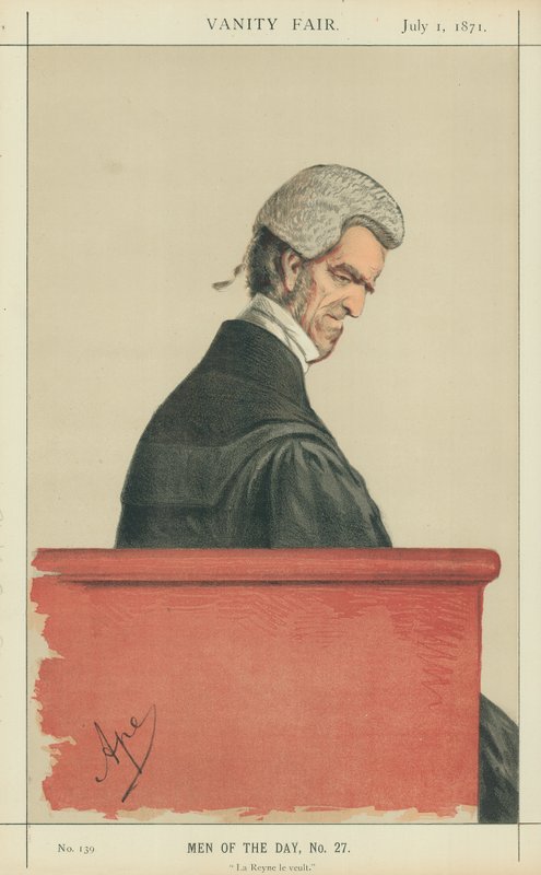 Sir John George Shaw-Lefevre, La Reyne le veult, 1. Juli 1871, Vanity Fair Karikatur von Carlo Pellegrini